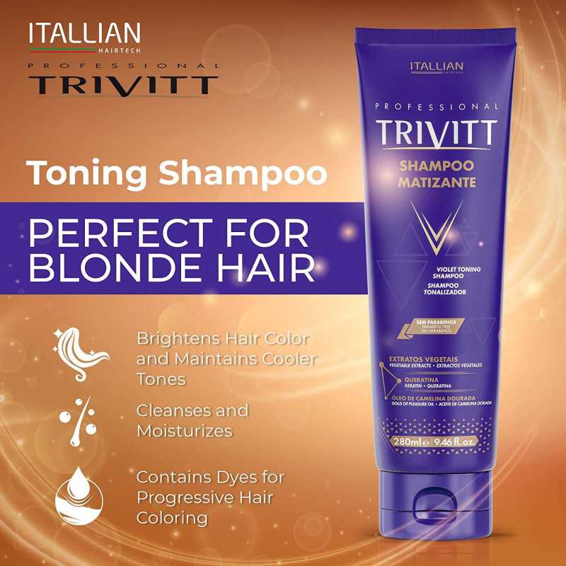 Shampooing Kératine Anti-Jaune • TRIVITT Professional