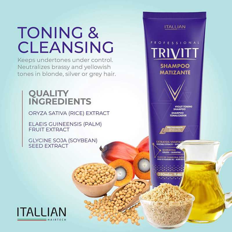 Shampooing Kératine Anti-Jaune • TRIVITT Professional