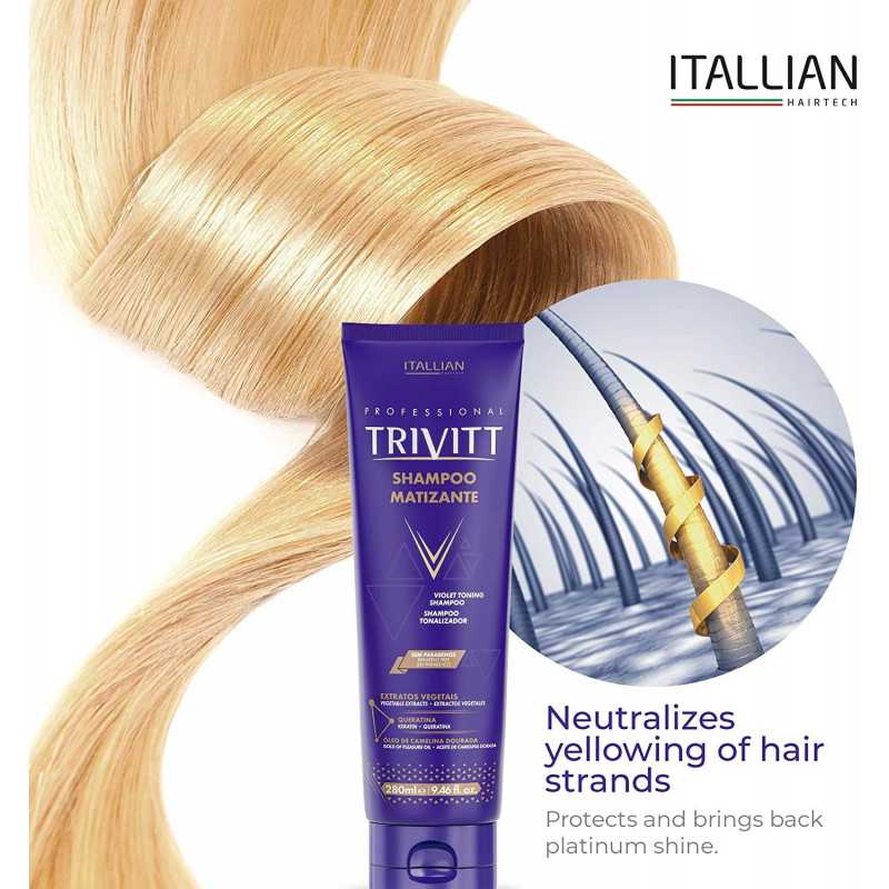 Shampooing Kératine Anti-Jaune • TRIVITT Professional