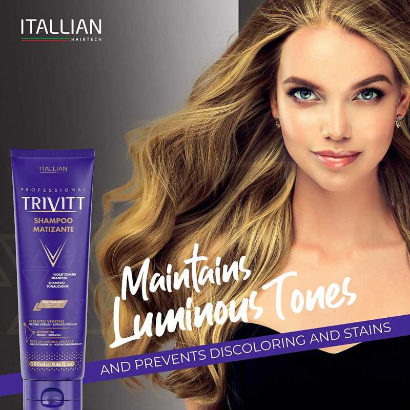 Shampooing Kératine Anti-Jaune • TRIVITT Professional