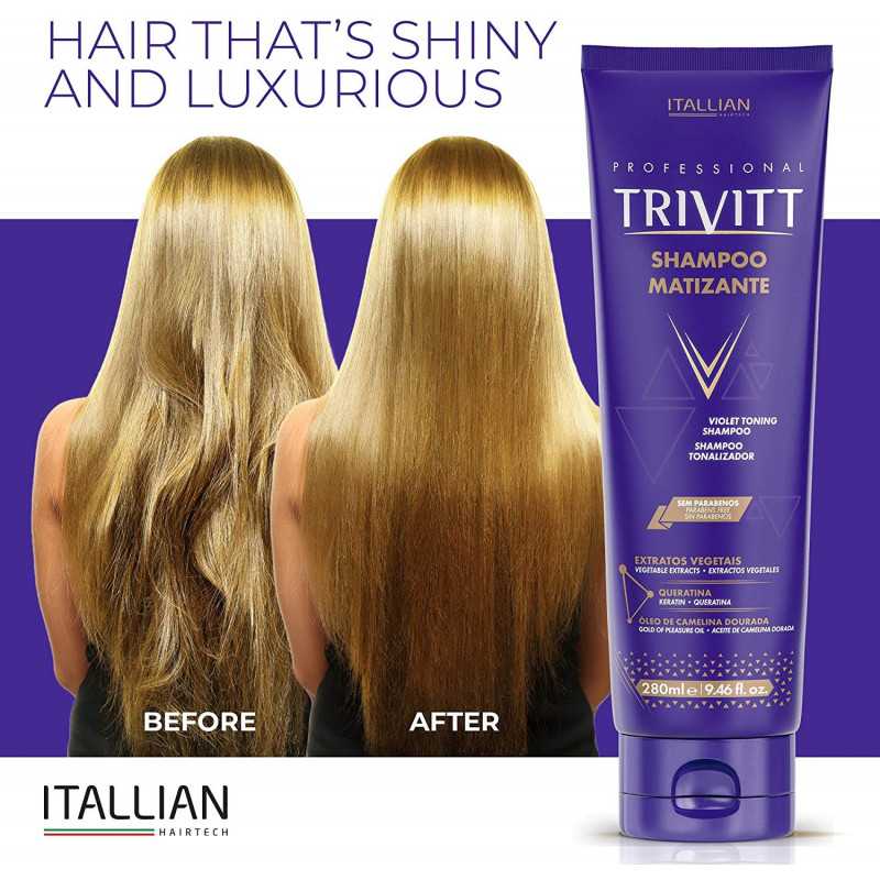Shampooing Kératine Anti-Jaune • TRIVITT Professional