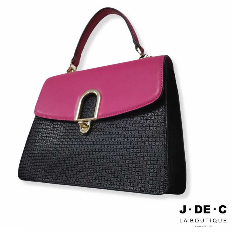 Sac à Main Rose Fuchsia et Noir FIDELIO • TED LAPIDUS