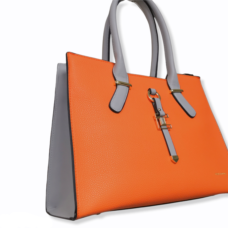 Sac à Main Orange et Gris • TED LAPIDUS