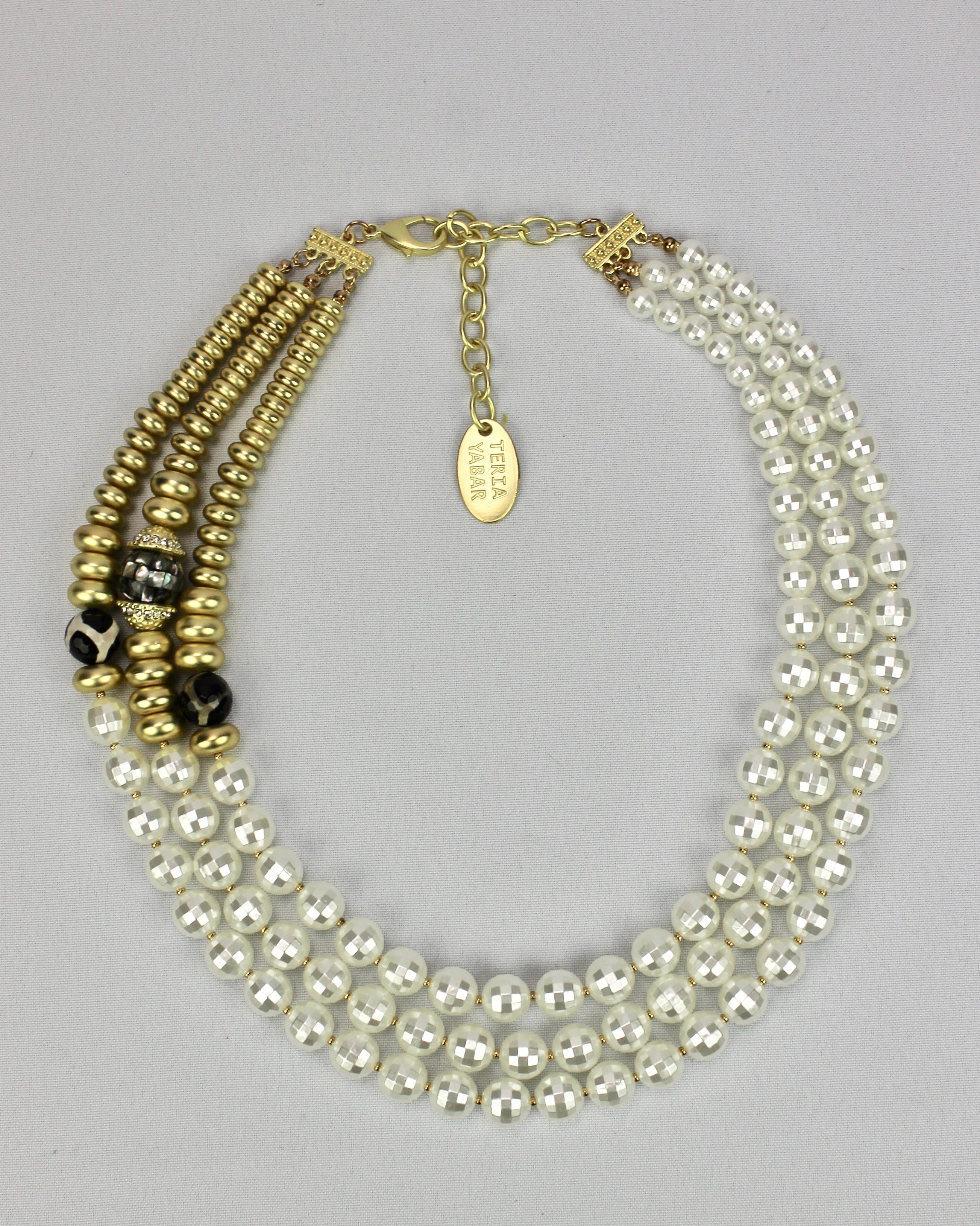 Collier Multi Rang Perles Nacrées Facettes Et Agates