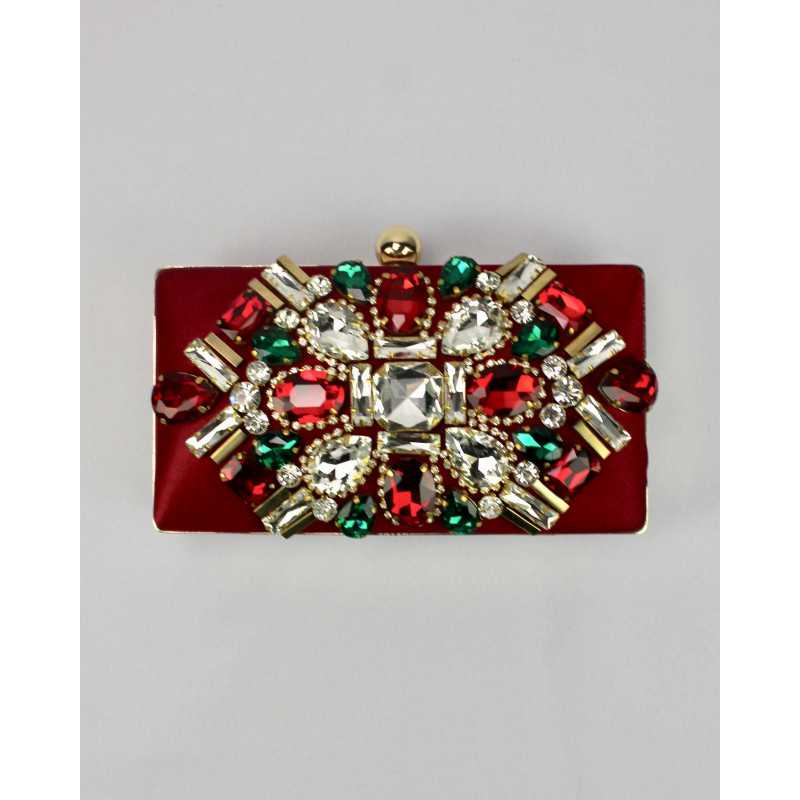 Minaudière Satinée Noire ou Rouge Cristaux