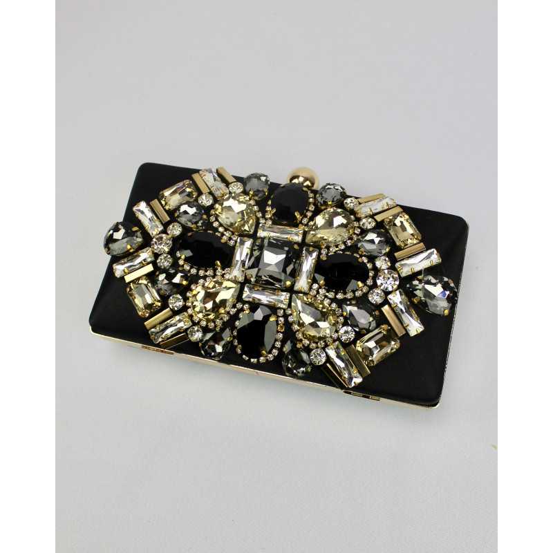 Minaudière Satinée Noire ou Rouge Cristaux