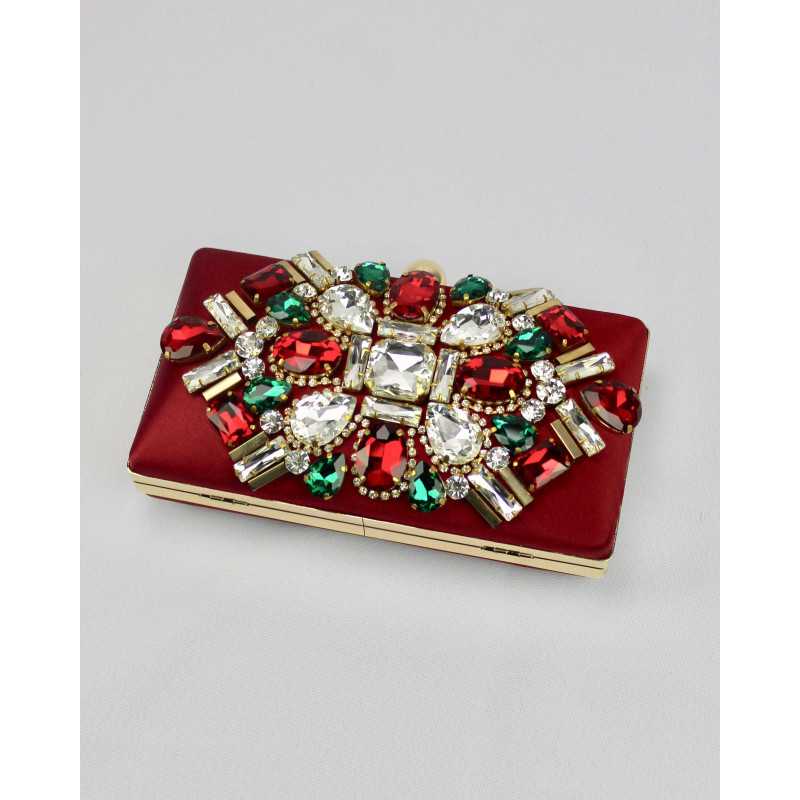 Minaudière Satinée Noire ou Rouge Cristaux