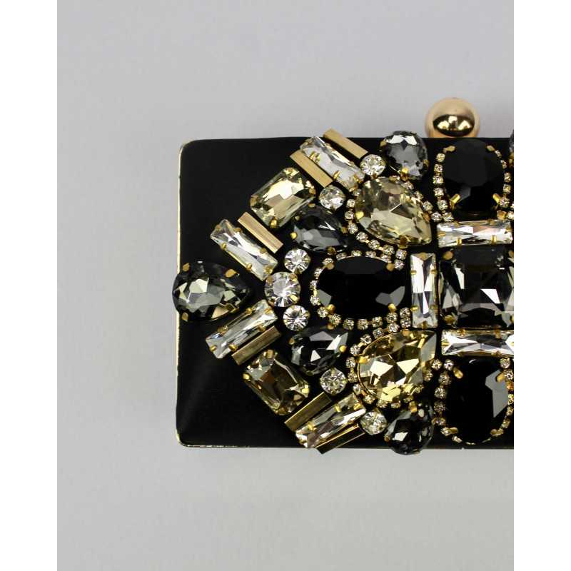 Minaudière Satinée Noire ou Rouge Cristaux