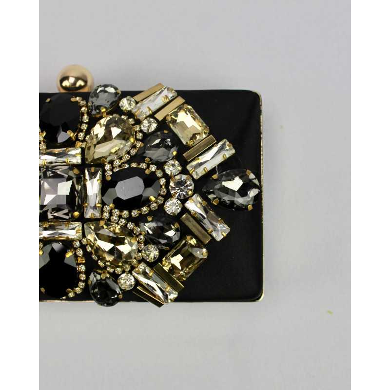 Minaudière Satinée Noire ou Rouge Cristaux