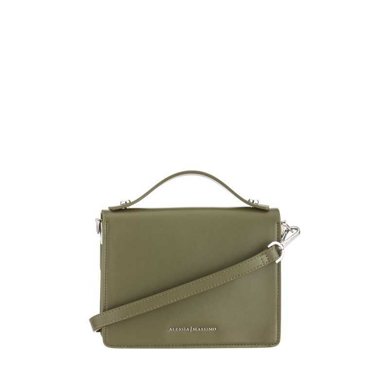 Alessia Massimo - Sac à Main Vert Kaki Maillon Argent & Bandoulière
