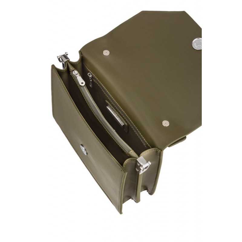 Alessia Massimo - Sac à Main Vert Kaki Maillon Argent & Bandoulière