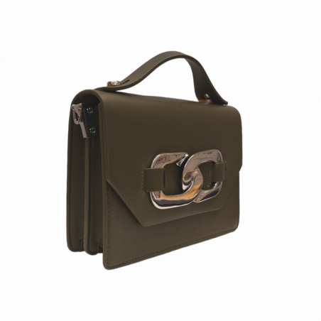 Alessia Massimo - Sac à Main Vert Kaki Maillon Argent & Bandoulière