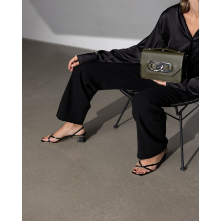 Alessia Massimo - Sac à Main Vert Kaki Maillon Argent & Bandoulière