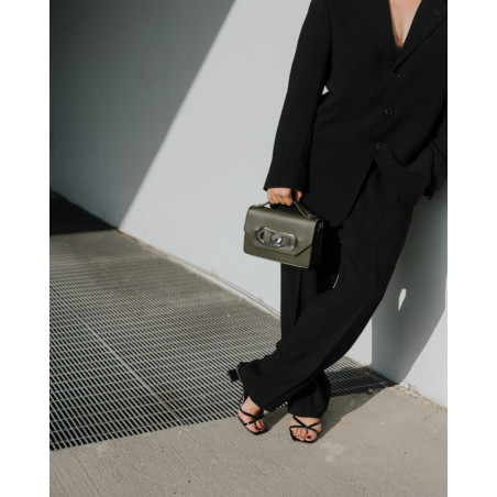 Alessia Massimo - Sac à Main Vert Kaki Maillon Argent & Bandoulière