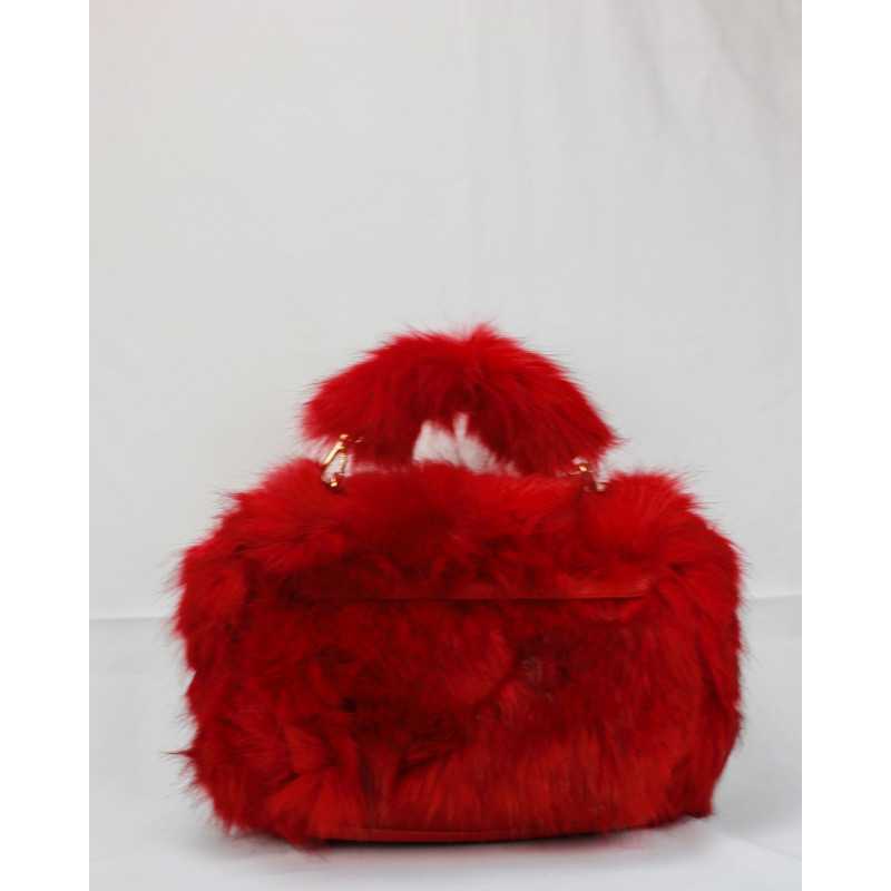 Sac à Main Rouge en Fourrure
