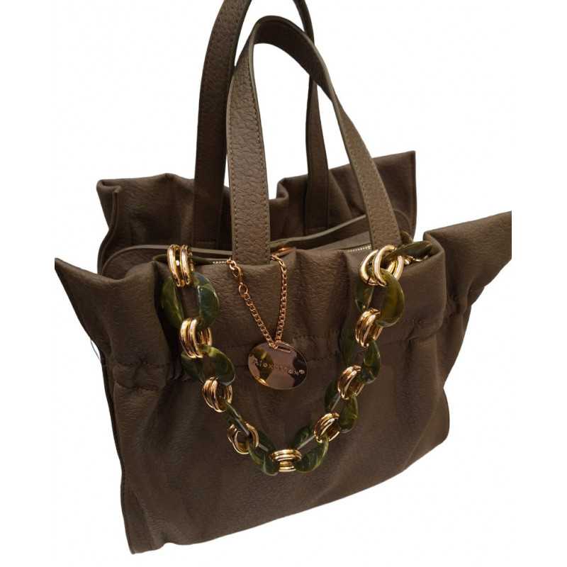 Alex Max - Sac à Main Vert Kaki Bandoulière Chaîne Or & Anses