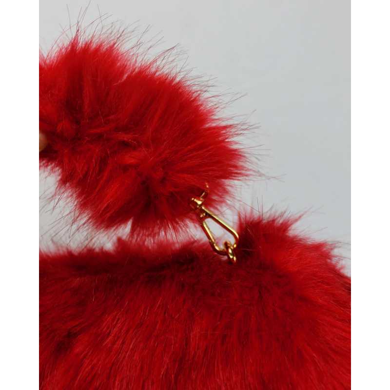 Sac à Main Rouge en Fourrure