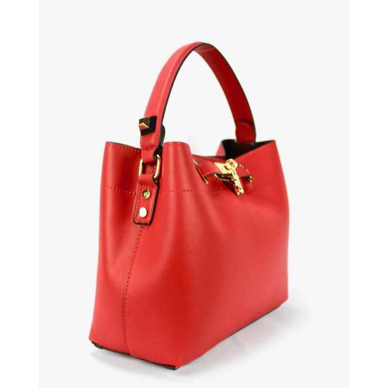 Sac à Main Fermoir Cadenas Rouge Orange Noir