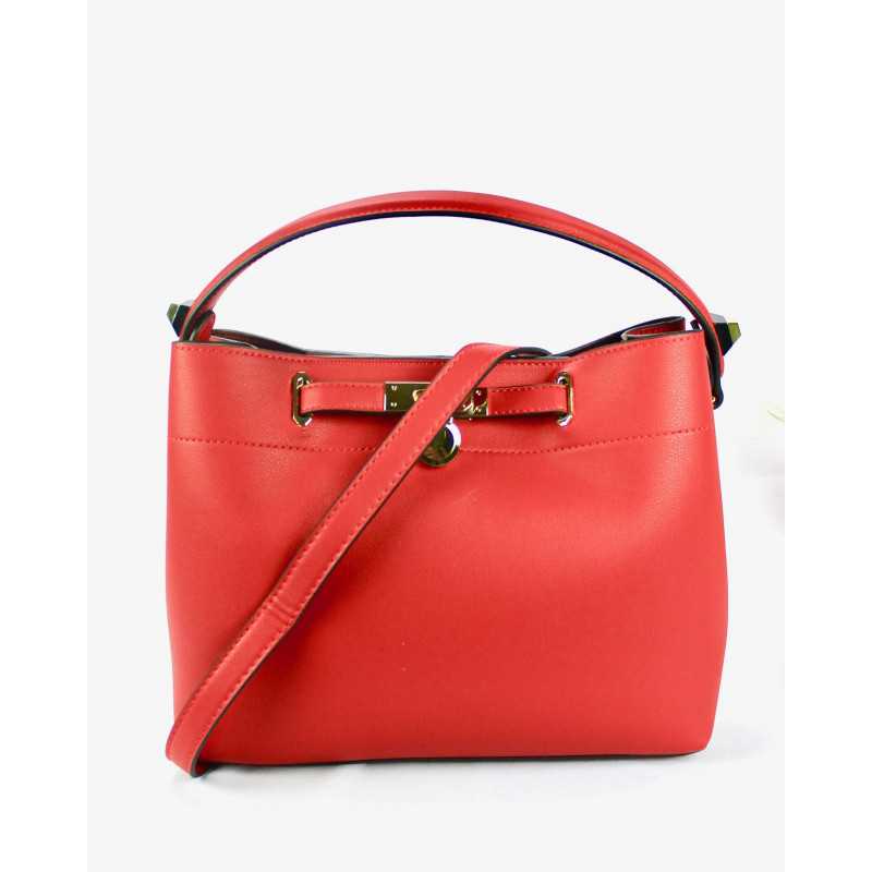 Sac à Main Fermoir Cadenas Rouge Orange Noir