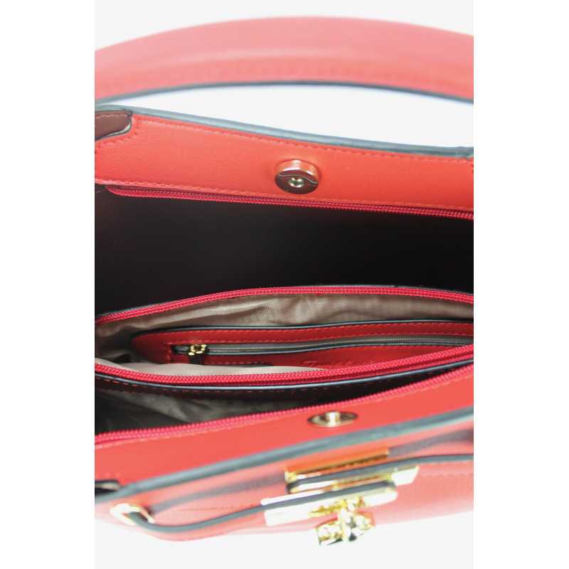 Sac à Main Fermoir Cadenas Rouge Orange Noir