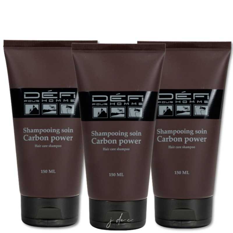 Trio Shampooings Soin Carbon Power Cheveux & Barbe 150 ml - DÉFI POUR HOMME
