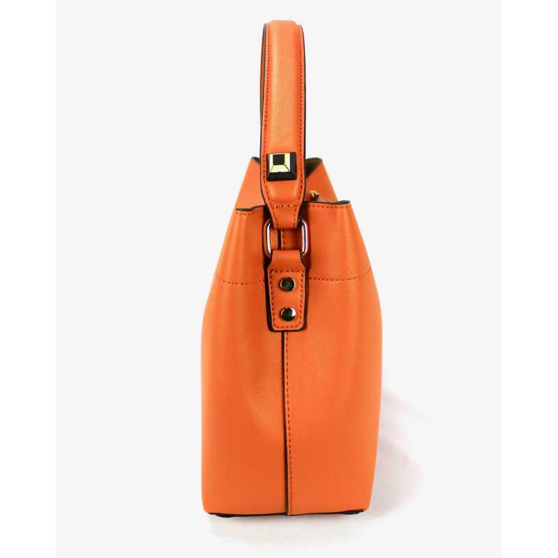 Sac à Main Fermoir Cadenas Rouge Orange Noir
