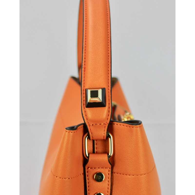 Sac à Main Fermoir Cadenas Rouge Orange Noir