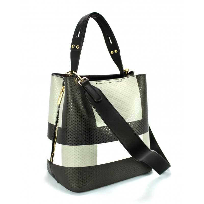 Sac à Main Sceau à Carreaux Noir Blanc Gris