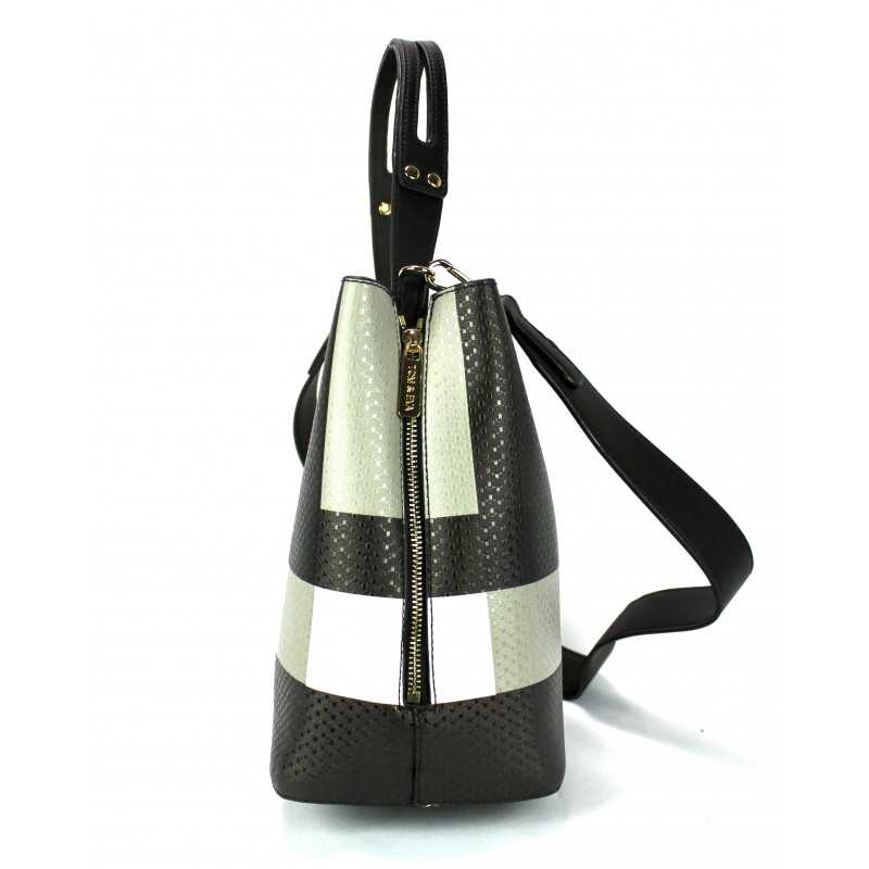 Sac à Main Sceau à Carreaux Noir Blanc Gris