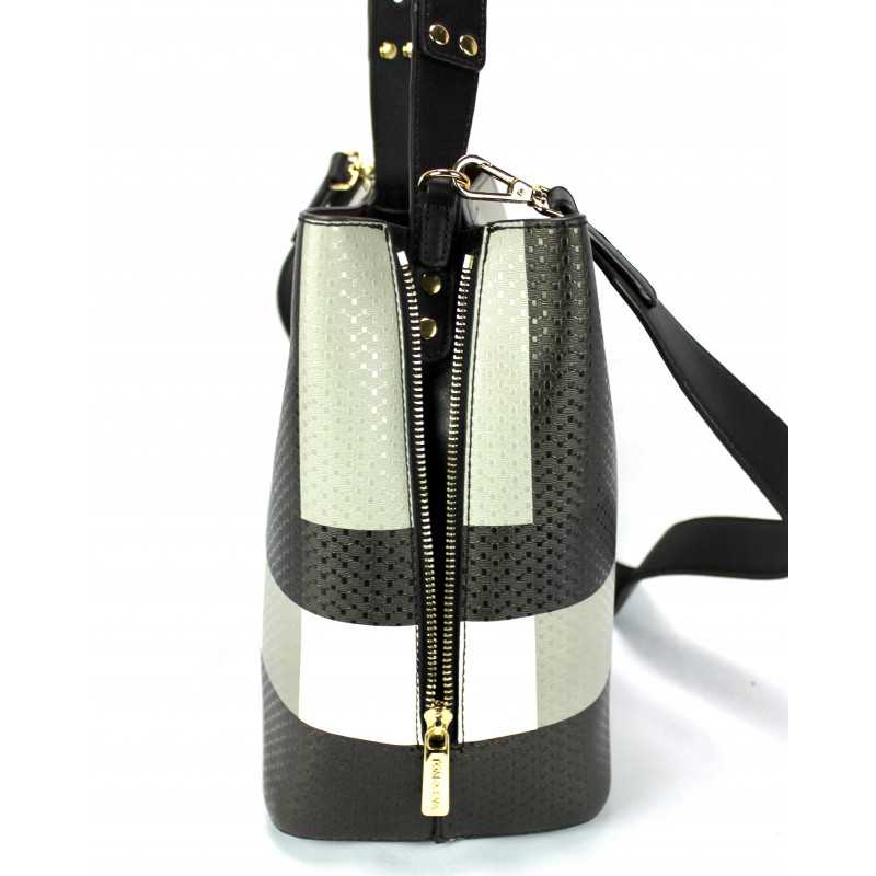 Sac à Main Sceau à Carreaux Noir Blanc Gris