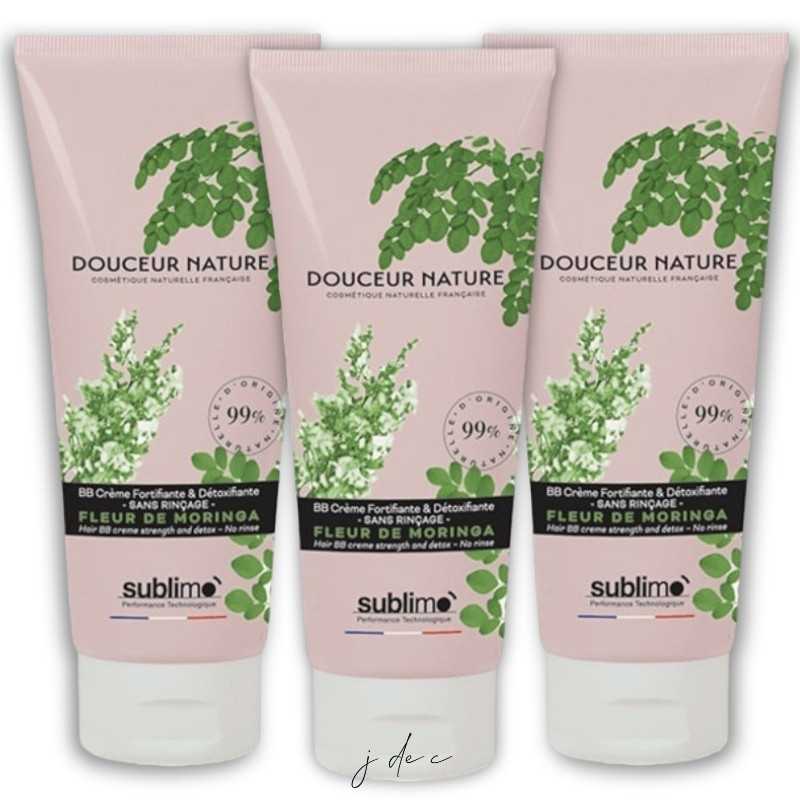 Trio Hair BB Crème Fortifiante & Détoxifiante Fleur de Moringa 3 x 100 ml Douceur Nature • Sublimo