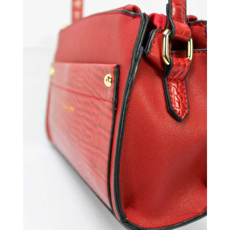 Sac à Main Imitation Cuir et Croco Rouge ou Marine