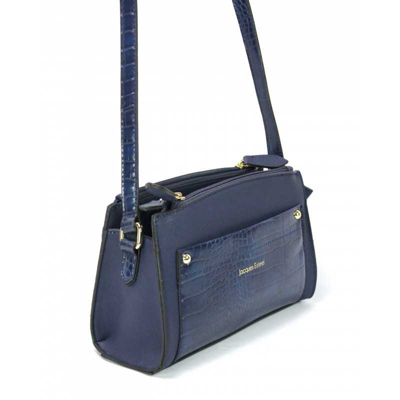 Sac à Main Imitation Cuir et Croco Rouge ou Marine