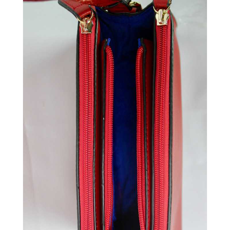 Sac à Main Imitation Cuir et Croco Rouge ou Marine