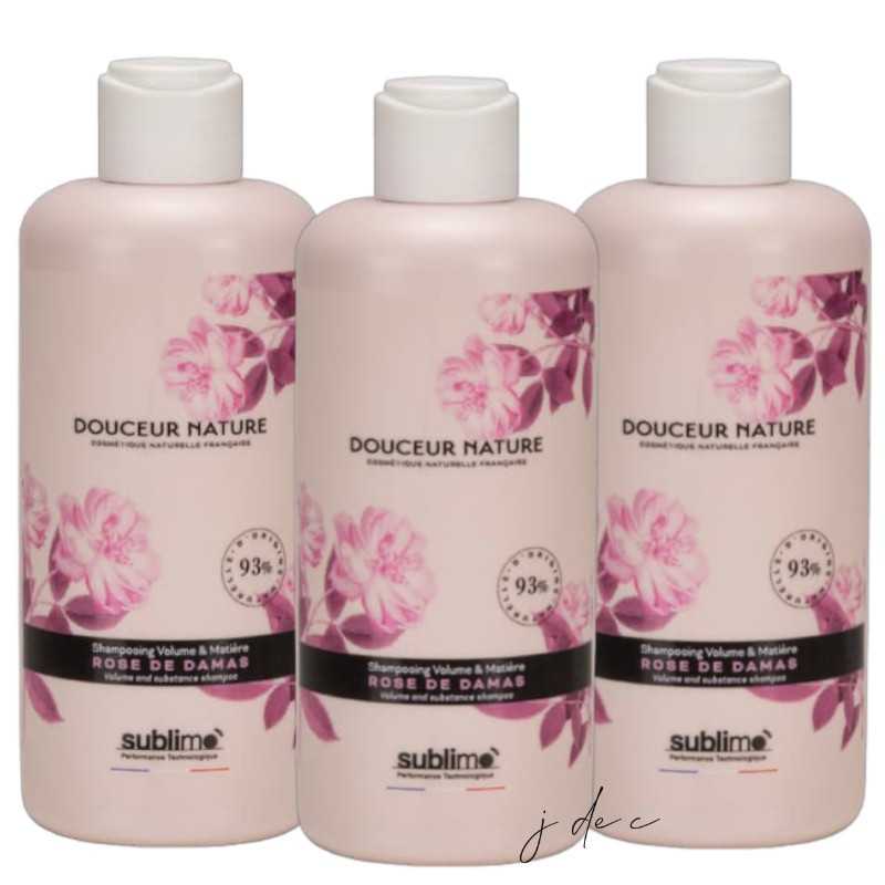 Trio Shampooings Volume et Matière 3x250 ml Rose de Damas - Douceur Nature Sublimo