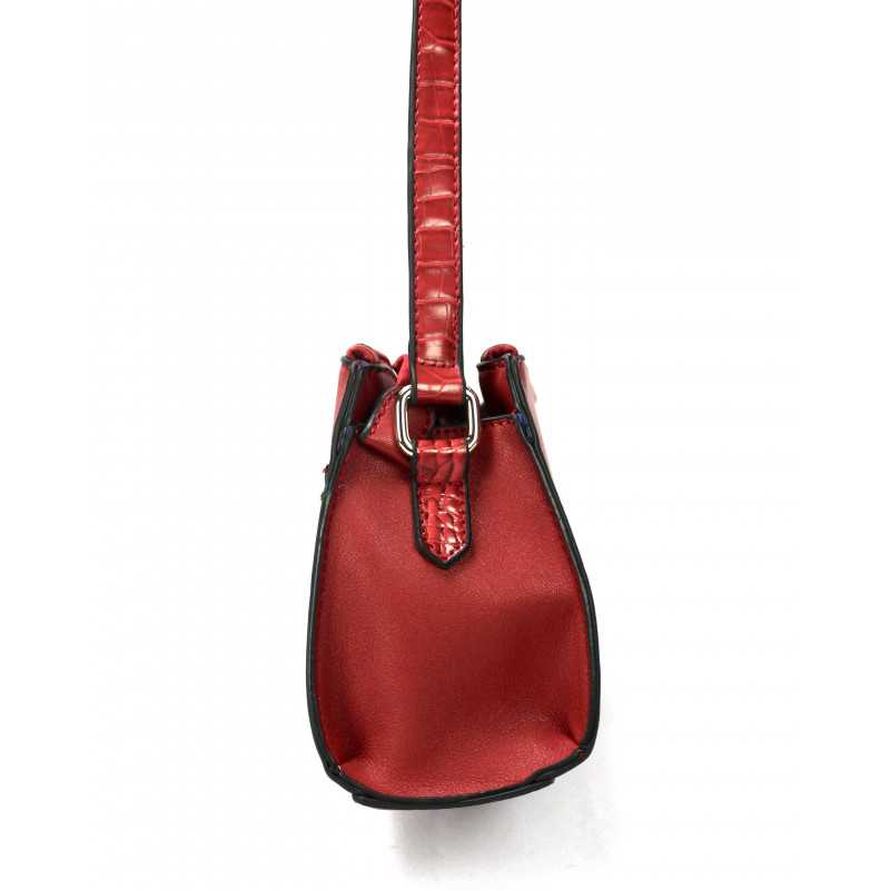 Sac à Main Imitation Cuir et Croco Rouge ou Marine