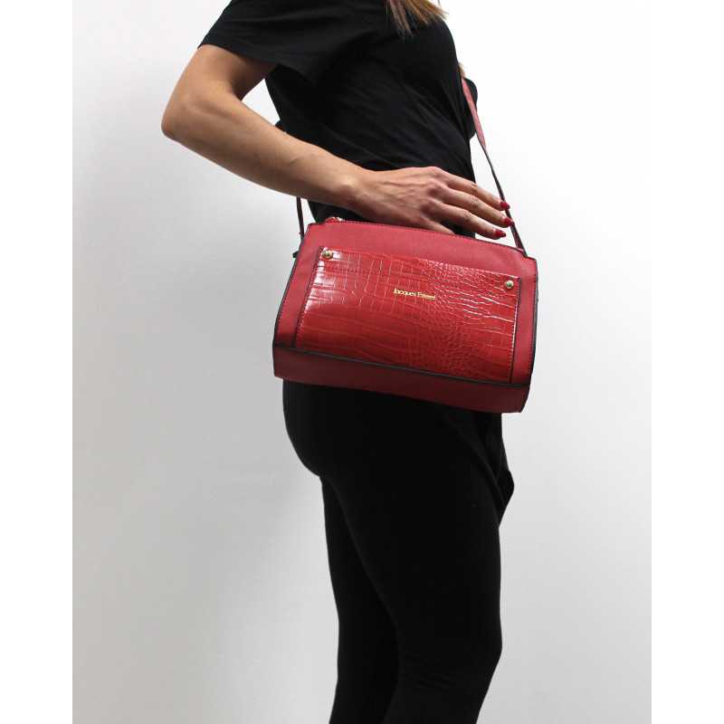 Sac à Main Imitation Cuir et Croco Rouge ou Marine