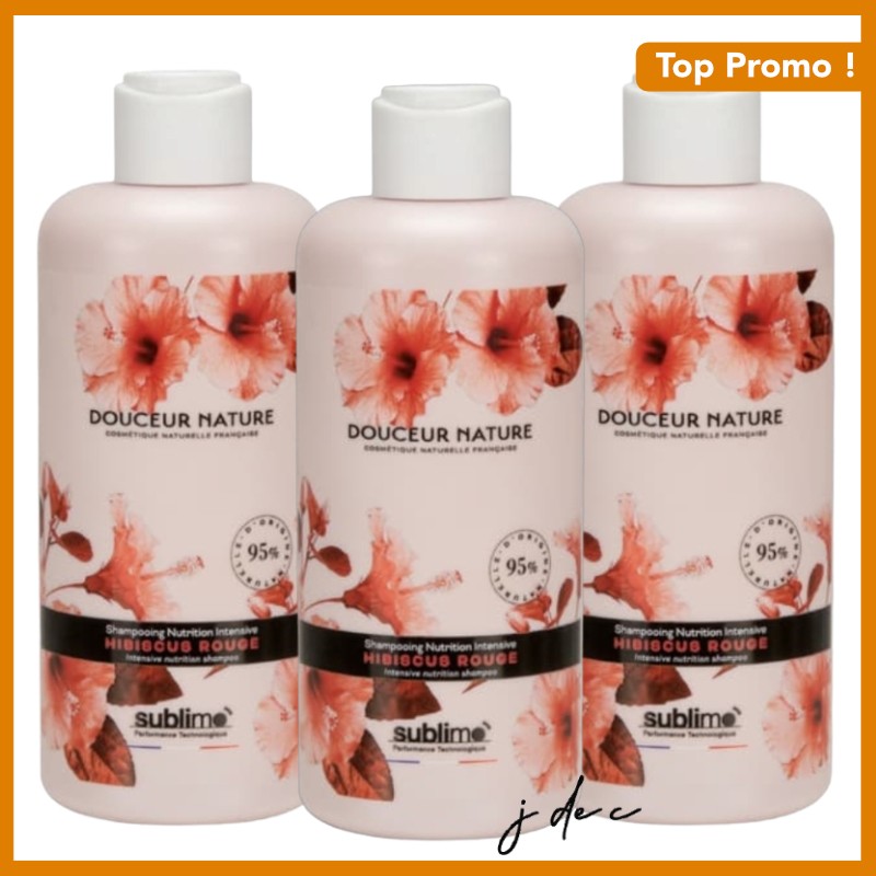 Trio Shampooing Nutrition Intensive Hibiscus Rouge - Douceur Nature Sublimo - 3x250 ml