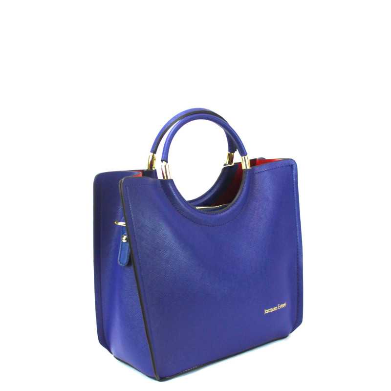 Sac à Main Façon Cuir Bleu ou Orange Poignées Or