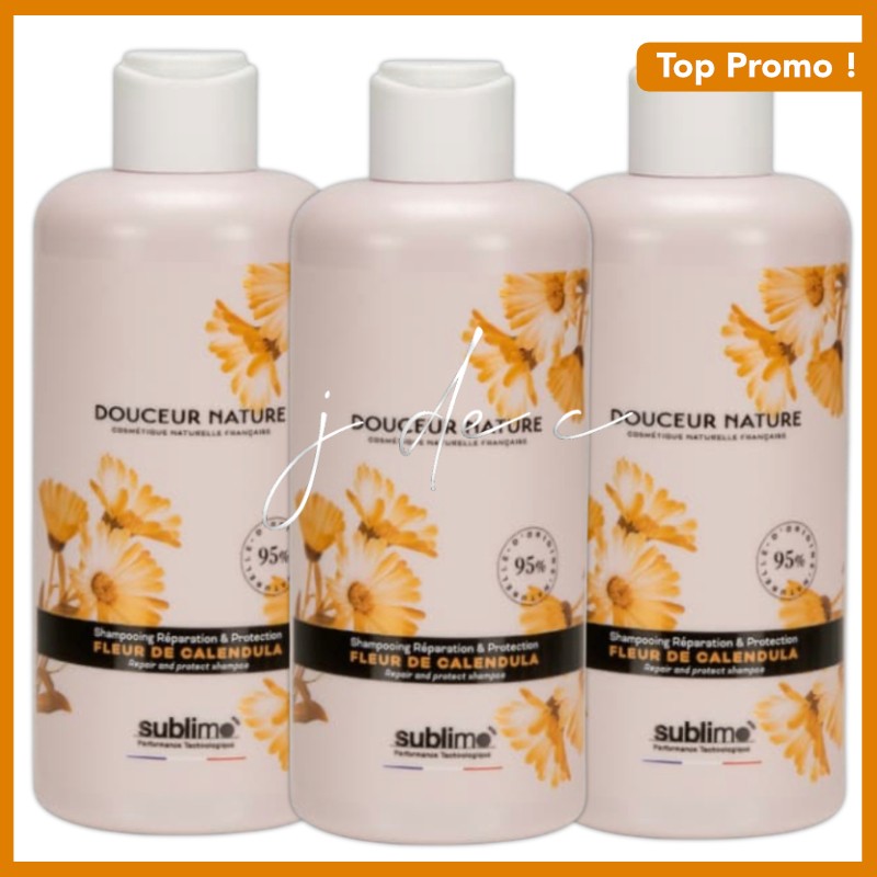 Trio Shampooing Réparation & Protection Fleur de Calendula - Douceur Nature Sublimo - 3x250 ml