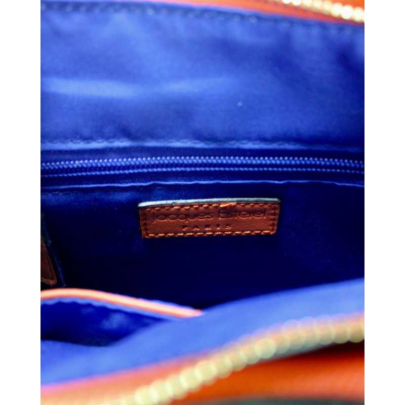 Sac à Main Façon Cuir Bleu ou Orange Poignées Or