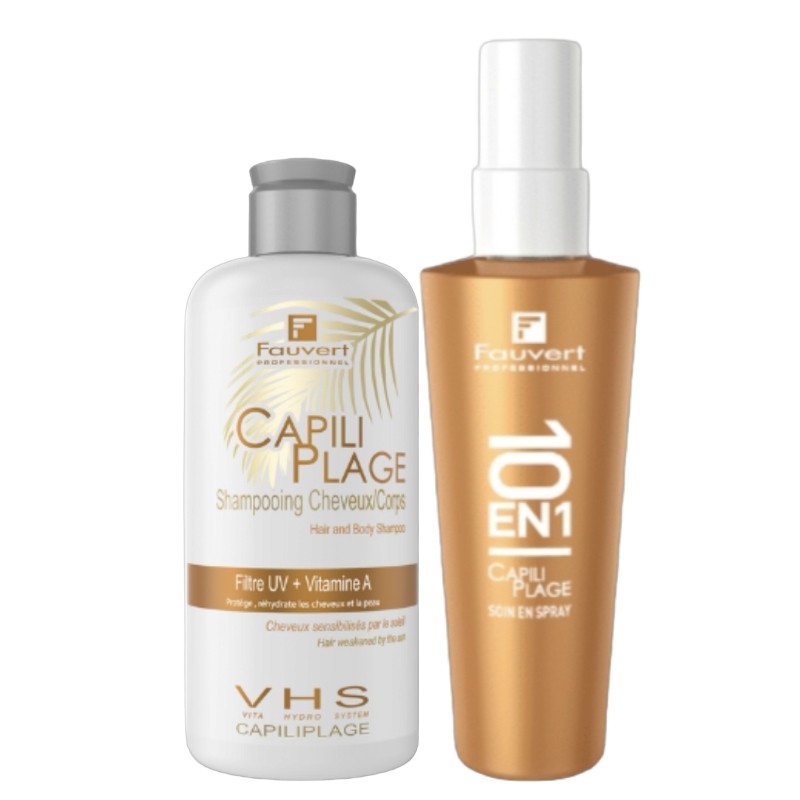 Duo Capilipage Shampooing & Soin 10 en 1 Sans Rinçage - Cheveux Exposés au Soleil - Capiliplage Fauvert Professionnel