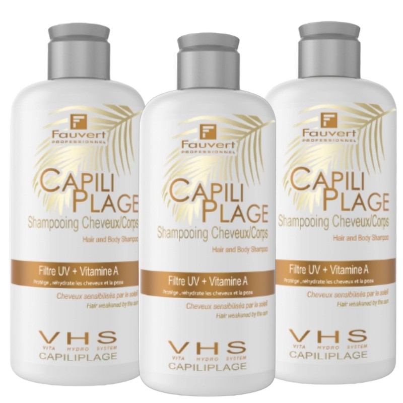 Trio Shampooings Cheveux & Corps Capiliplage - Fauvert Professionnel - Cheveux Sensibilisés par le Soleil