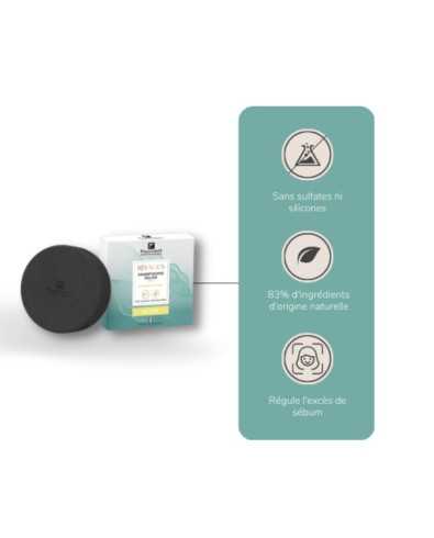 Shampooing Solide Détox Charbon & Argile - Rivages FAUVERT | 55 g 2