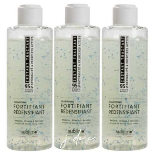 Trio Shampooing Fortifiant Redensifiant 3x200ml - Sublimo Instant Traitant - Shampooing de Massage Renforce, Stimule, Densifie