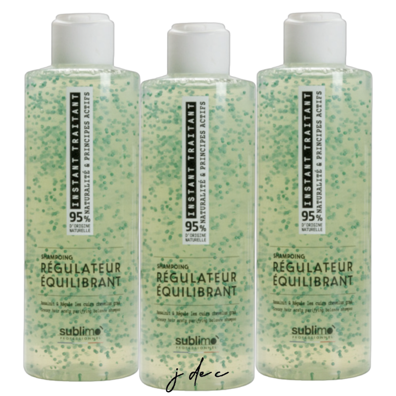 Trio Shampooing Régulateur Équilibrant 3x200ml - Sublimo Instant Traitant - Assainit & Régule les Cuirs Chevelus Gras