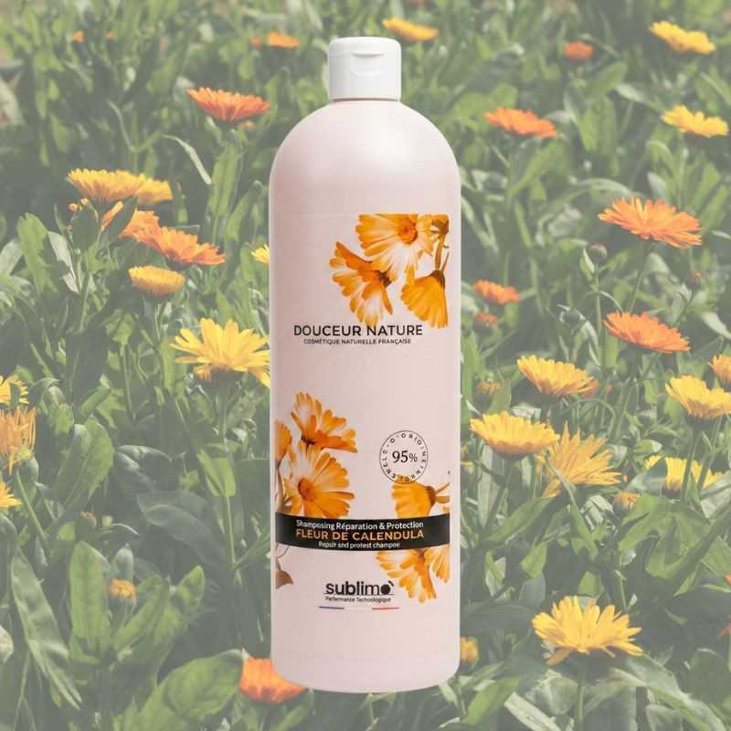 Shampooing Réparation & Protection Fleur de Calendula DOUCEUR NATURE 1 Litre • SUBLIMO