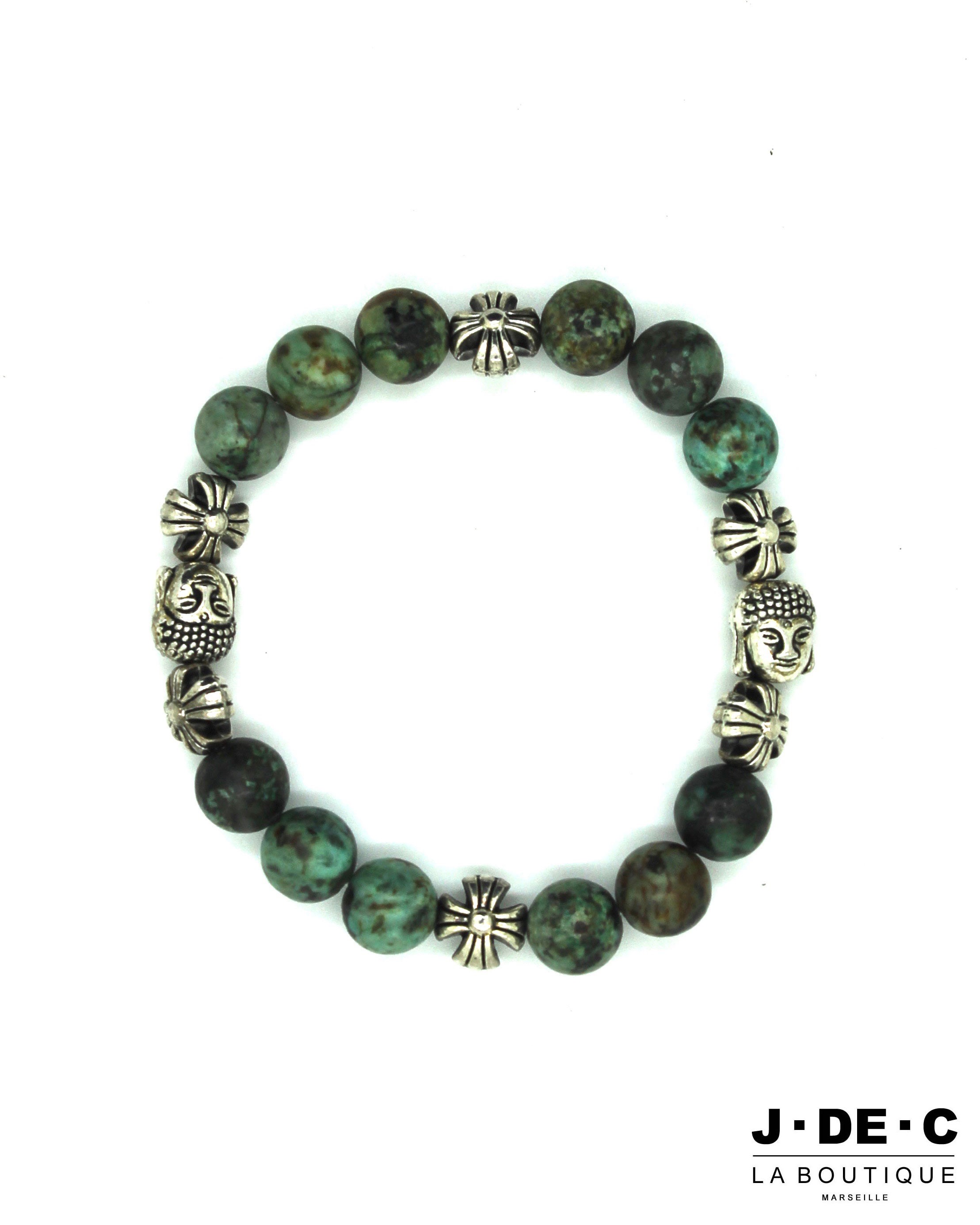 Bracelet Bouddha & Croix Perles Naturelles Vertes