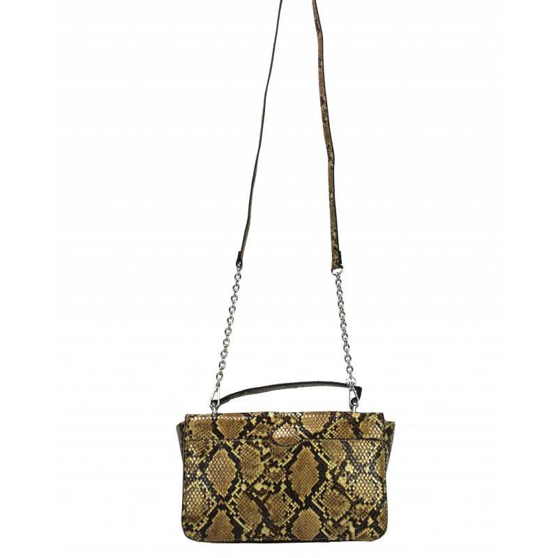 Sac Bandoulière Chaîne Marron Façon Python