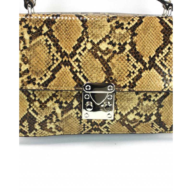 Sac Bandoulière Chaîne Marron Façon Python